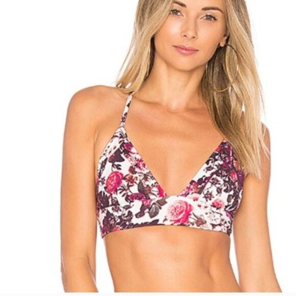 NWT Boys + Arrows Dana the Delinquent Bikini Top - Girl Floral XS - Picture 1 of 5